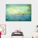 Acrylic Painting On Canvas Blue Abstract Turquoise Art Contemporary Wall Art | TURQUOISE MEADOW