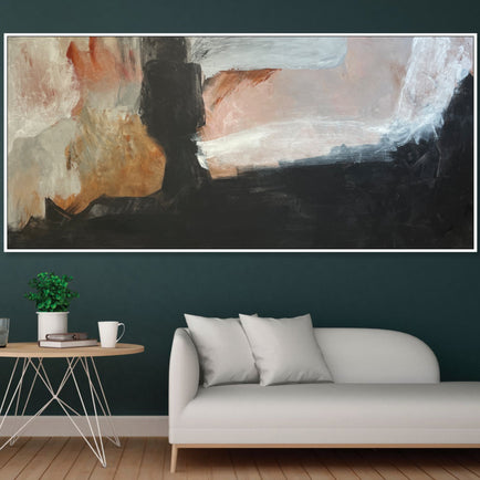Extra Large Horizontal Black And Beige Canvas Art Abstract Artwork Oversized Wall Art Abstract Minimalism Modern Paintings Acrylic | FORMLESS HARMONY