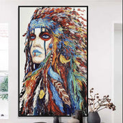 Abstract Canvas Art Native American Painting American Indian Wall Art Native American Woman Art Indian Wall Art Original Oil Painting | INDIAN WOMAN - Trend Gallery Art | Original Abstract Paintings