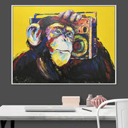 Large abstract canvas Monkey with musical player Paintings on canvas pop art abstract fine art contemporary art wall decor | MONKEY ON STYLE
