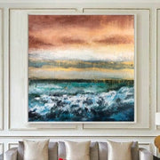 Large Ocean Painting Original Sea Painting Abstract Waves Painting Colorful Landscape Painting | BREATHING OF THE SEA - Trend Gallery Art | Original Abstract Paintings