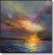 Abstract painting acrylic modern SUNSET OVER THE OCEAN