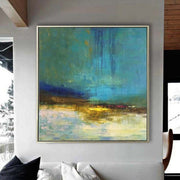 Oversized Neutral Abstract Paintings On Canvas Teal Blue Wall Art Original Oil Fine Art | SMALL DAM - Trend Gallery Art | Original Abstract Paintings