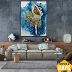 Abstract Ballerina Painting On Canvas Colorful Dance Artwork Original Impasto Wall Art Decor for Room | BALLERINA ABIGAIL 40"x30"