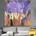 Painting On Canvas Abstract City Colorful Twilight Abstract Night Artwork Modern Indie Room Decor Oil Painting Wall Art | CITY TWILIGHT 31.5"x31.5"