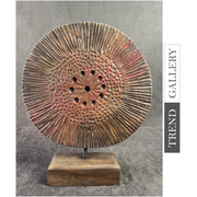 Original Round Wood Figurine Creative Circle With Abstract Holes Modern Wood Sculpture for Table Decor | LAST TOTEM 16.7"x13.8" - Trend Gallery Art | Original Abstract Paintings