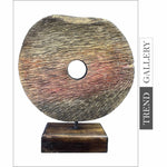 Original Round Wood Figurine Abstract Shape Creative Desktop Art Hand Carved Statue for Home Decor | SUNRISE OVER THE WATER 15.7"x13"