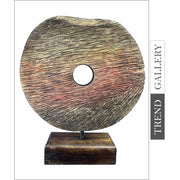 Original Round Wood Figurine Abstract Shape Creative Desktop Art Hand Carved Statue for Home Decor | SUNRISE OVER THE WATER 15.7"x13" - Trend Gallery Art | Original Abstract Paintings