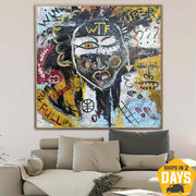 Original Abstract Street Art Paintings On Canvas Modern Graffiti Style Painting Colorful Wall Art | URBAN LIFE 39.37"x39.37"