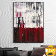Abstract Red Painting Large Original Oil Art Expressionism Painting Red and White Art Heavy Textured Art Splash Painting Fine Art | EDGE OF COLOR 54"x36" - Trend Gallery Art | Original Abstract Paintings
