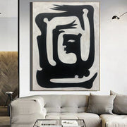 Large Abstract Painting on Canvas Minimalist Art Black And White Female Canvas Art Figurative Artwork Hand Painted Art Textured Painting | KARATE - Trend Gallery Art | Original Abstract Paintings
