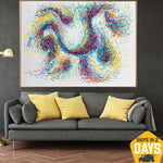 Large Original Colorful Painting on Canvas Abstract Waves Wall Art Heavy Textured Artwork Modern Impasto Painting for Living Room | DROP OF WATER 30"x40"