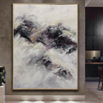 Large Abstract Beige Canvas Art White Painting Gray Painting Art Modern Art Canvas Painting Abstract Palette Knife Art | MAJESTIC MOUNTAINS