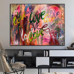 Large Abstract Colorful Love Painting On Canvas Original Texture Painting Modern Oil Artwork Contemporary Art | LOVE GRAFFITI