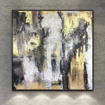 Black And White Painting Gold Leaf Modern Painting Oversized Abstract Painting On Canvas | ENERGY FLOWS