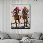 Horse Racing Acrylic Artwork Horse Racing Painting Wall Art Decor Jockeys Artwork Decor for Home | JOCKEYS