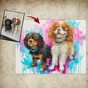 Large Wall Art Custom Dog Portrait Animal Paintings On Canvas Colorful Wall Art Oil Painting Original Framed Artwork Contemporary Art | PUPPIES