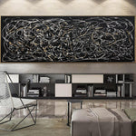 Jackson Pollock Style Paintings On Canvas Black And White Abstract Fine Art Modern Painting Handmade Art over Fireplace Decor | ABSTRACT MAZE