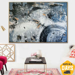 Original Abstract Colorful Paintings On Canvas Textured Blue Painting Hand Painted Art Acrylic Oil Painting | DIMENSION 31.5"x43.3"