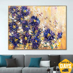 Large Abstract Flowers Painting On Canvas Textured Floral Fine Art Acrylic Oil Painting Modern Colorful Art | FLORAL EMOTION 24"x32"