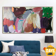 Original Abstract Colorful Paintings On Canvas Modern Vivid Art Textured Acrylic Oil Painting Unique Wall Art | MOOD 28.74"x55.11"