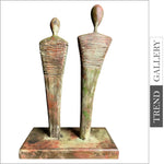 Creative Wood Sculpture Original Hand Carved Couple in Love Modern Table Figurine for Home Decor | DUET 12"x17"