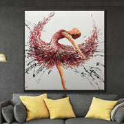 Large Abstract Wall Art Ballerina Painting Red Paintings On Canvas Human Wall Art Modern Wall Art Frame Painting | BALLERINA SCARLET - Trend Gallery Art | Original Abstract Paintings