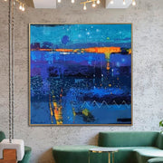 Extra Large Abstract Blue Paintings On Canvas Original Colorful Painting Modern Textured Wall Art OIl Painting | NOCTURNAL - Trend Gallery Art | Original Abstract Paintings