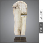 Abstract Vertical Wood Sculpture Modern White Wood Ribbed Desktop Art Original Table Figurine for Room Decor | TRIGGER 22"x7"