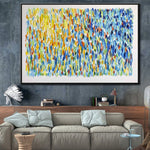 Large Abstract Canvas Art Abstract Painting Canvas Blue Art Yellow Paintings On Canvas Acrylic Painting On Canvas Wall Art | MAGNIFICENT MEADOW