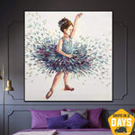 Large Original Abstract Ballerina Oil Painting On Canvas Little Dancer Painting Small Girl Modern Canvas Wall Art | DEBUT 20"x20"