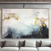 Abstract Texture Art Wall Painting Gray Painting Gold Leaf Painting On Canvas | SOMEWHERE IN THE HEAVEN - Trend Gallery Art | Original Abstract Paintings