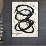 Huge Wall Art Black And White Abstract Painting Circle Fine Art On Canvas | STAYING TUNED