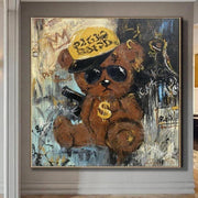 Large Abstract Bear Paintings On Canvas Street Art Painting Original Bear Gangster Painting Graffiti Wall Art Canvas Modern Painting | MODERN BEAR - Trend Gallery Art | Original Abstract Paintings