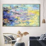 Abstract Painting in Lilac, Yellow and Light Blue | LILY POND - Trend Gallery Art | Original Abstract Paintings