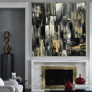 Large Original Oil Paintings On Canvas Black And White Unique Texture Wall Art Modern Art | INTO THE NIGHT - Trend Gallery Art | Original Abstract Paintings